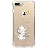 JAHOLAN iPhone 7 Plus Case, iPhone 8 Plus Case Amusing Whimsical Design Clear TPU Soft Case Rubber Silicone Skin Cover for iPhone 7 Plus iPhone 8 Plus - Cute Elephant