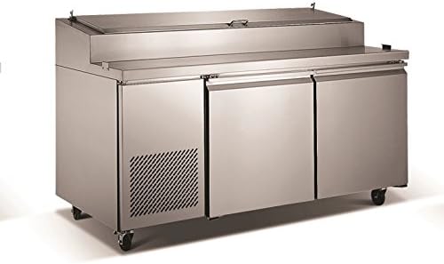 71" 2 Door Commercial Refrigerated Pizza Prep Station Table PICL2 - All Pans and Cutting Board Included!