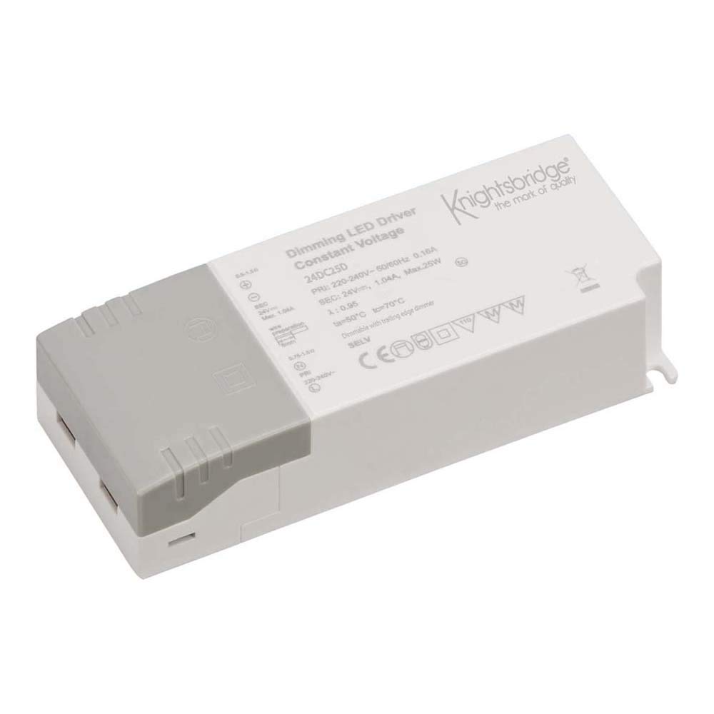 Knightsbridge 24DC25D Dimmable LED Driver, Constant Voltage, IP20, 24 V, DC, 25 W