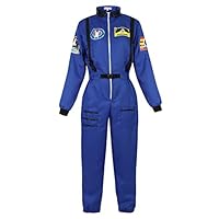 Haorugut Women Astronaut Costume Adult Coveralls Space Suit Dress up Costume Blue 2XL