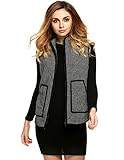 ANGVNS Women's Stand Collar Slim Fall Herringbone Quilted Vest with Zipper