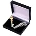 2pc Metal Alloy Mens Fashion Tie Clips Pins and Necktie Bar Silver Gold Tone Set for Skinny Neckties with Gift Box