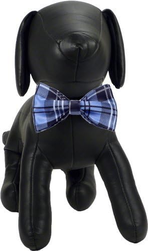 Puppy Kisses Blue Plaid Dog Bow Tie, Alex