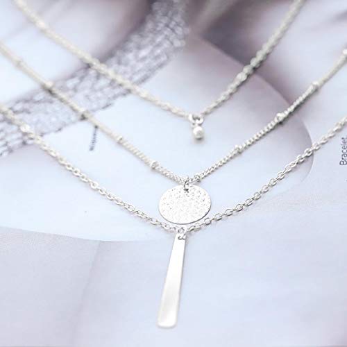 image for Yalice Multi-Layered Round Disc Necklace Chain Bar Drop Pendant Neckla