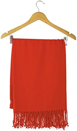 Womens ladies Winter tartan Check Plaid Soft Warm Striped Solid Pashmina Long Red Scarf for Gifts