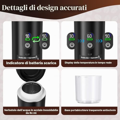 GJCrafts Portable Coffee Maker, 3 in 1 Battery Operated Espresso Machine, Compatible with Capsule and Ground Coffee, RV Gadgets and Camping Gifts (Black)