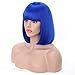 Rosa Star Short Bob Sapphire Blue Wig with Bangs Glueless Straight Synthetic Hair Wigs for Women Costume Cosplay Halloween Holiday Party