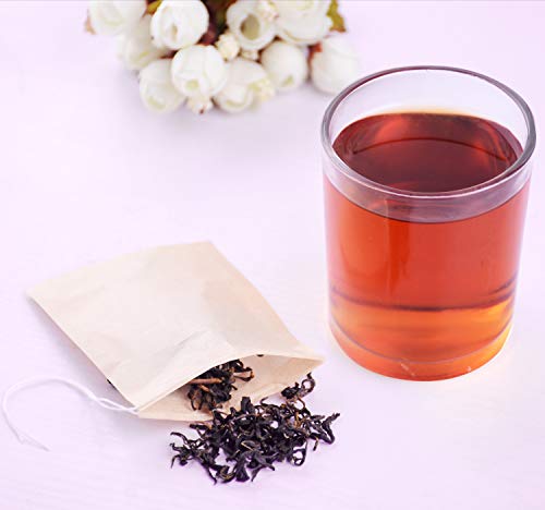 Tea Filter Bags, Disposable Tea Infuser with Drawstring for Loose Leaf Tea, 100% Natural Unbleached Paper, 100pcs Large Size By Exptolii