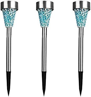 Solar Pathway Light,Semintech Outdoor Solar Garden Light Mosaic Design Decorative Lights for Garden,Pathway,Roadside 3Pack Blue