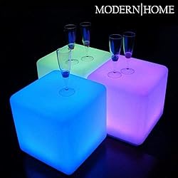 Modern Home LED Glowing Cube Box Stool w/Infrared