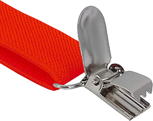 Navisima Adjustable Elastic Y Back Style Suspenders for Men and Women With Strong Metal Clips, Red