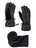 FURST Men's Touchscreen Winter Gloves + Infinity Scarf Set, Hidden Pocket, Thinsulate, Waterproof