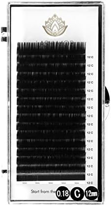 Eyelash Extensions LASH MOB - C Curl - 0.20 Diameter - Mixed and Single Lengths for Professionals (12mm)