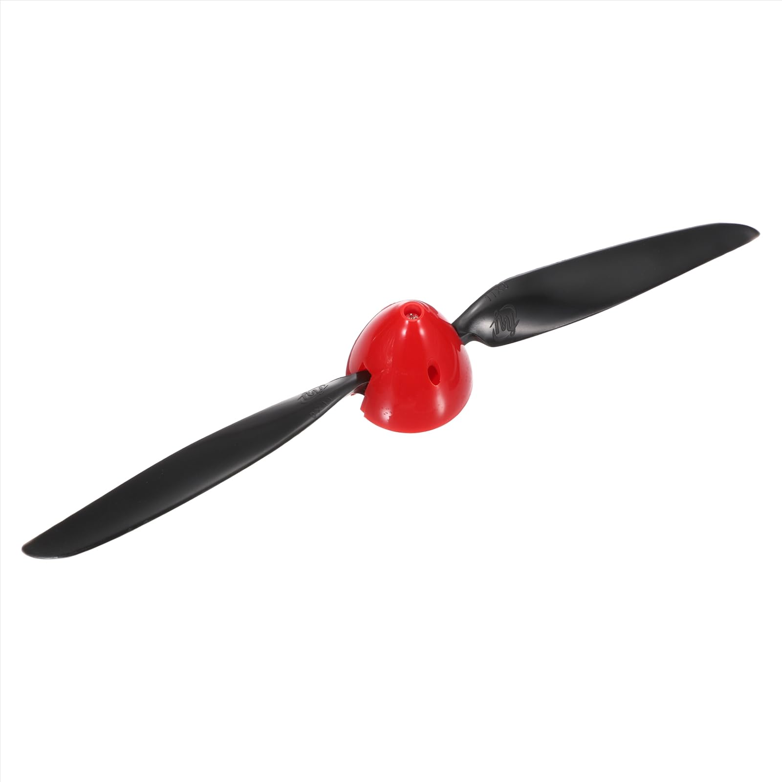 sourcing map 11x6 Inch RC Plane Propeller, RC Folding Propellers Spinner Size D45xH41mm 3.17mm Motor Shaft Dia 2-Vane with Nylon Plastic Spinner for Airplane Helicopter(Black Red)