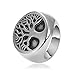 Mens Heavy 316L Stainless Steel Ring, Classic Gothic Tree of Life, Black Silver
