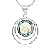 925 Sterling Silver Shiva Eye Abalone Shell Inlay Triple Circle Round Pendant Necklace, 18