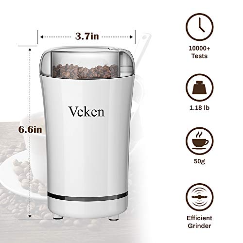 Veken Coffee Grinder Electric Spice & Nut Grinder with Stainless Steel