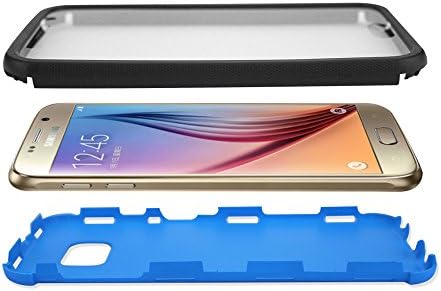 FaNepo - Galaxy S6 Case with Built-in Screen Protector, Full-body Proctective Water-resistant Cover for Samsung S6 Smart Phone, Slim Hybrid Shockproof Dual Layers Impact Resistant TPU Bumper Blue