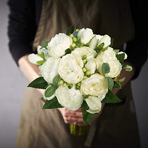 image for Schliersee Artificial Flowers Peony Silk Fake Flower Bouquet for Home 