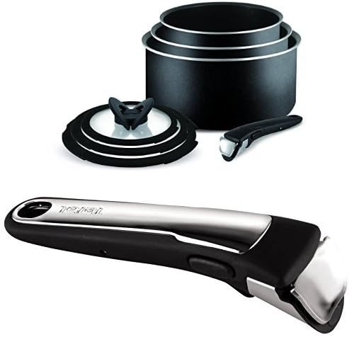 Tefal Ingenio Essential 7 Pieces Non-stick Saucepan Set and Removable Handle with Stainless Steel Insert Bundle