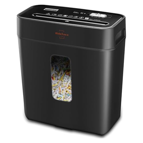 6 Sheet Cross Cut Paper Shredder Paper Card Staple Clips Home Office High Security Jam Proof Yystem P-4 15L Trash Can