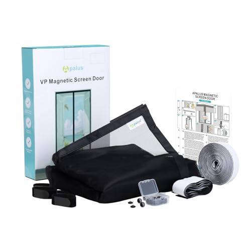 Apalus VP Magnetic Fly Screen for Doors - Heavy Duty Mesh, Top to Bottom Magnetic Seal, Automatic Close, Keeps Fresh Air Inside (120 x 210, Black)