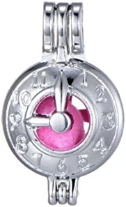 10Pcs Clock Hollow Pendant Pearl Bead Cage Pendants Aromatherapy Essential Oil Diffuser Locket Pendant Necklace Jewelry Making Supplies (Style14)