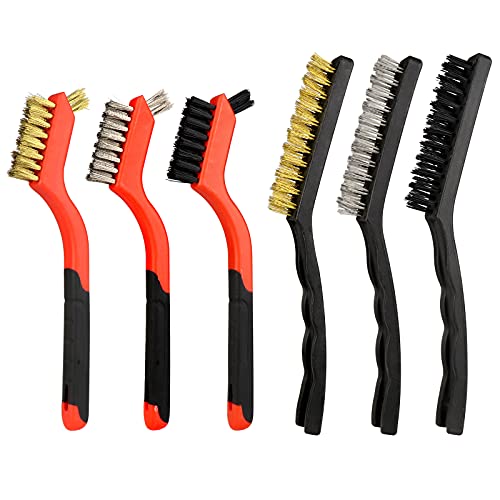 Wire Brush Set, 6Pcs Small Wire Brushes for Cleaning Rust, Brass