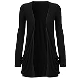 Womens Boyfriend Open Front Cardigan Sweater with Pocket Drape Tops