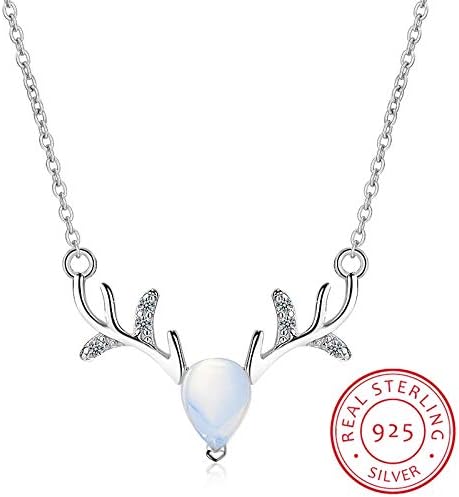 GYXYZB Elk Fashion Exquisite Temperament 925 Sterling Silver Jewelry Moonstone Crystal Deer Clavicle Necklace Pendant Necklaces