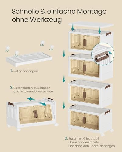 Aufbewahrungsboxen, 4 Ebenen, Stapelboxen auf Rollen