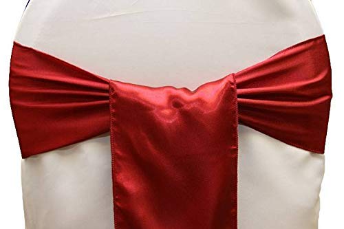 Set of 10 Chair Decorative Satin Sashes Bow Designed for Wedding Events Banquet Home Kitchen Decoration (10, Apple Red)