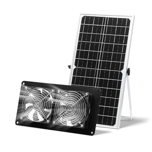 SUNYIMA Solar Fan, 15 W Waterproof Solar Dual Exhaust Fan for Small Chicken Coops, Sheds, Pet Houses, Greenhouse Air Circulation Outdoor