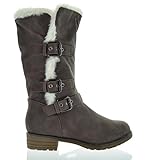 DREAM PAIRS ESKIMO Women's Winter Snow Fur Lining Buckles Side Zipper Outdoor Boots