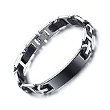 High Polished Stainless Steel ID Bracelet Bangle Silicone Chain (Free Engraving) 12mm Width,8.8