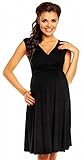 Zeta Ville Women's Maternity Breastfeeding Flattering Summer Skater Dress 256c(Black, US 8, M)