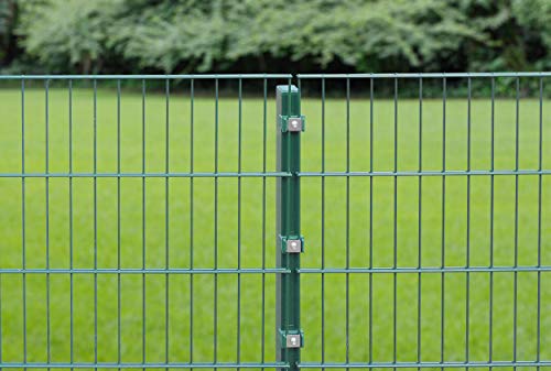 Doppelstabmattenzaun - Komplettset inkl. Pfosten und Montagematerial - Verschiedene Längen und Höhen – Grün oder Anthrazit (L 10 m | H 183 cm | Grün) – Bild 4