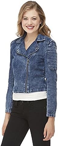 Dream Out Loud by Selena Gomez Junior's Denim Moto Jacket, X-Large, Blue Jean Denim