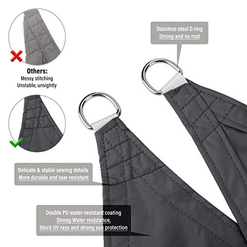 Sekey Sonnensegel Wasserdicht 3x3m Quadratisch mit Edelstahl Befestigungs Kit PES Polyester, Sonnenschutz 95% UV Schutz… – Bild 4