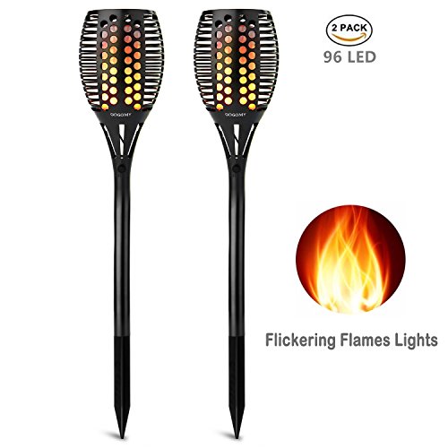 Solar Garden Lights, Gogomy Solar Lights Outdoor Waterproof LED Flickering Flames Torch Lights Solar Powered L
