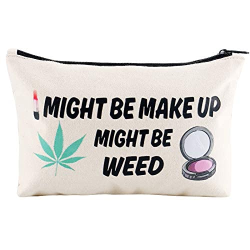 Marijuana Weed Leaf Makeup Cosmetic Bag Funny Cotton Zipper Pouch Cosmetic Travel Bag Toiletry Make Up Case Azone Store