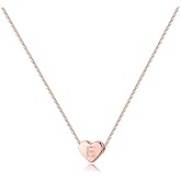 Turandoss Tiny Heart Initial Necklaces for Girls - 14K Rose Gold Filled Heart Pendant Handmade Dainty Heart Letter Initial Necklaces for Teen Girls Jewelry Gifts