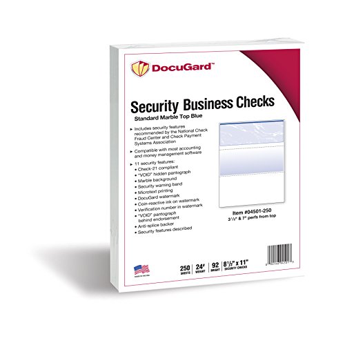 DocuGard Standard Blue Marble Top Check, 24 Pound, 8.5 x 11 Inches, 250 Sheets (04501-250)