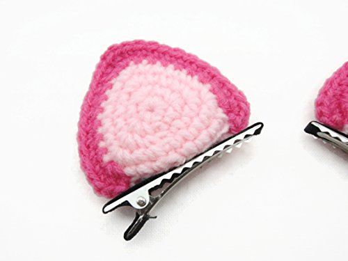 Hair Clip Costume Accessories Girl Crochet Animal Ears Cat Fox Pink