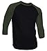 Dream USA Men's Casual 3/4 Sleeve Baseball Tshirt Raglan Jersey Shirt Black/HuntGrn 2XL