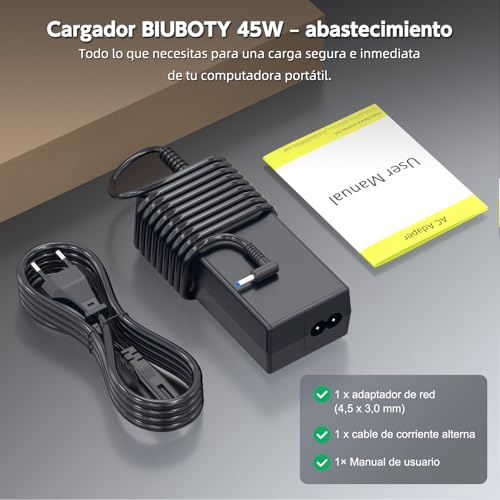 BIUBOTY Charger 45W 19.5V 2.31A Adapter Compatible with HP Pavilion X360 11 13 15 Elitebook 840 830 850 Probook 430 440 450 455 470 G3-G8 Stream 14 741727-001 PC Computer Power 0 .177 * 3mm