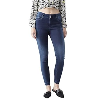 Buy XPOSE Women's High-Rise Skinny Fit Double Button Jeans at Amazon.in