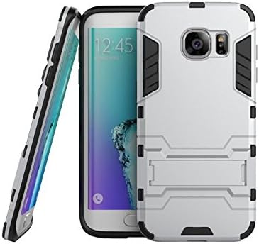 Suriora for Galaxy S7 Edge Case, [Metal Kickstand] Slim Fit Crystal Clear Scratch Resist Heavy Duty Protection Dual Layer Case for Samsung Galaxy S7 Edge (2016)(Silver)