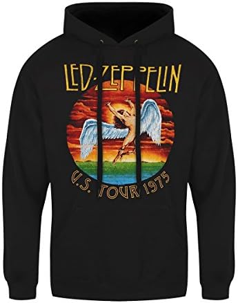 Led Zeppelin Unisex-Adults Official Swan Songs 1975 Album Hoodie (Black)