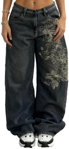 OATSBAS Unisex Y2K Hip-Hop Gothic Jeans Casual Baggy Oversize